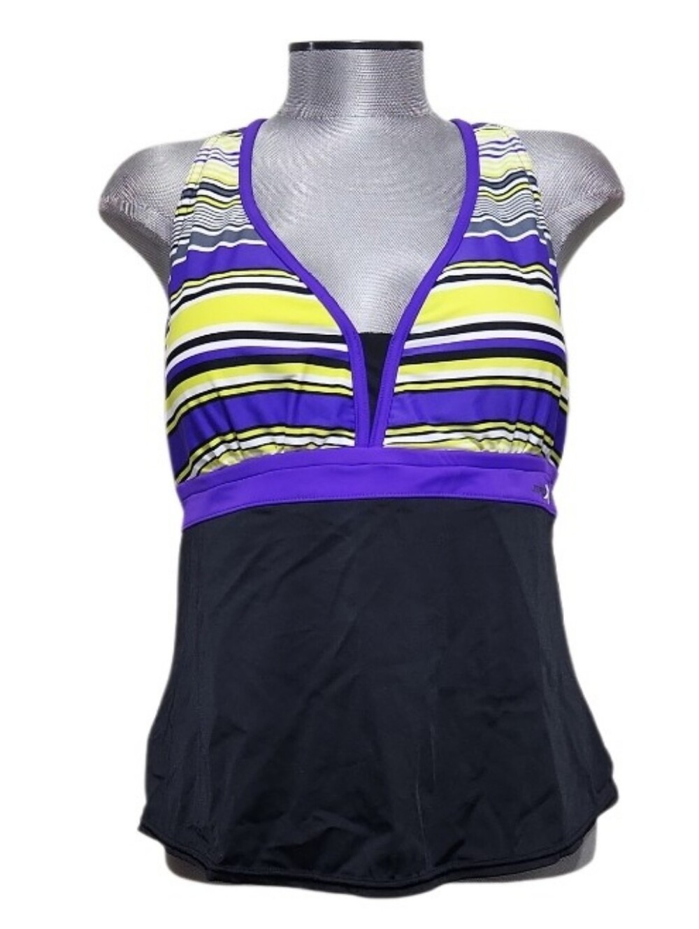 ZeroXposur Amethyst Striped Tankini Swim Top Crossback Design (16W)